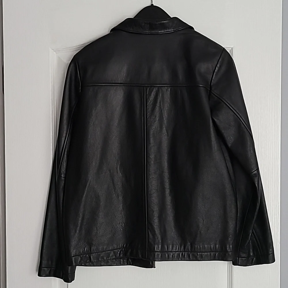 Girl's Black Copper Key Genuine Leather Jacket Size 14/16 - Picture 6 of 10